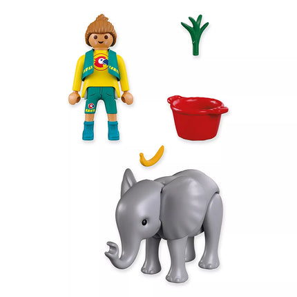 Zoo: Baby Elephant and Zookeeper