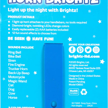 Hornbrightz Blue Kidz Color Changing Bicycle Horn