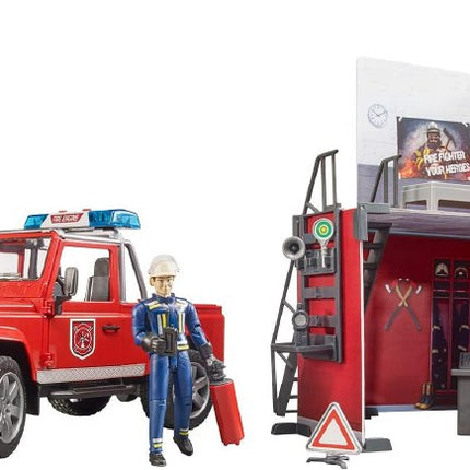 Bworld Fire Station with Land Rover