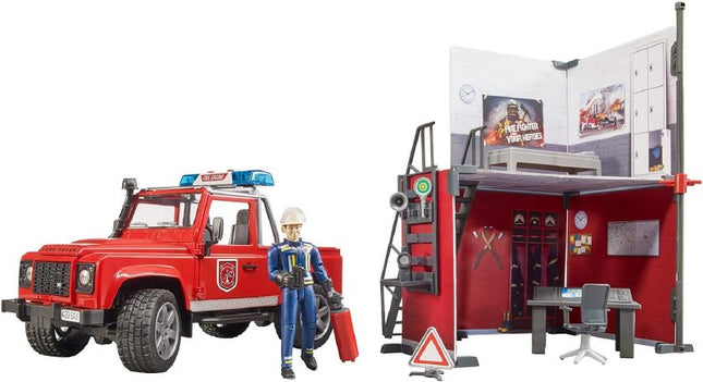 Bworld Fire Station with Land Rover