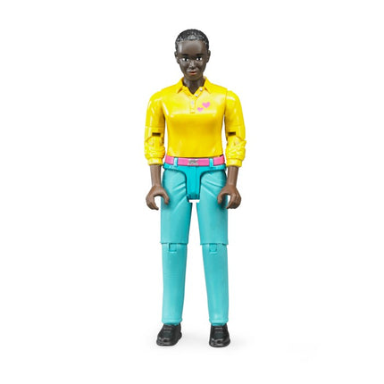 Woman, Dark Skin Tone and Turquoise Pants