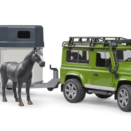 Land Rover Defender with Horse Trailer and Horse