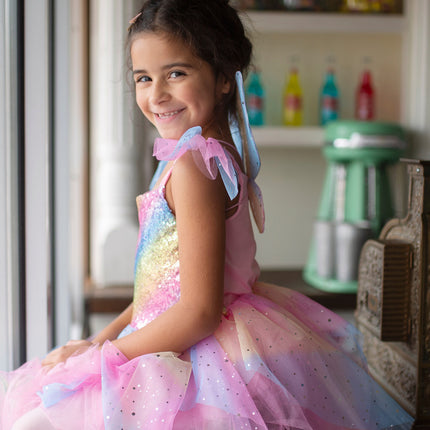Rainbow Fairy Dress & Wings (Size 5-6)