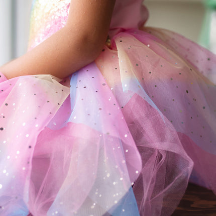 Rainbow Fairy Dress & Wings (Size 5-6)