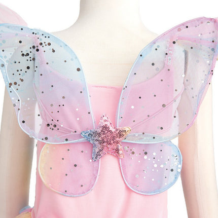 Rainbow Fairy Dress & Wings (Size 5-6)