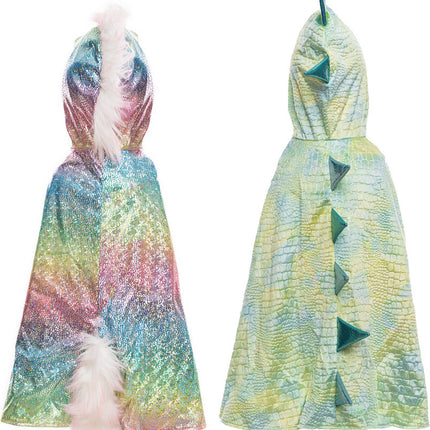 Rainbow Reversible Unicorn Dragon Cape