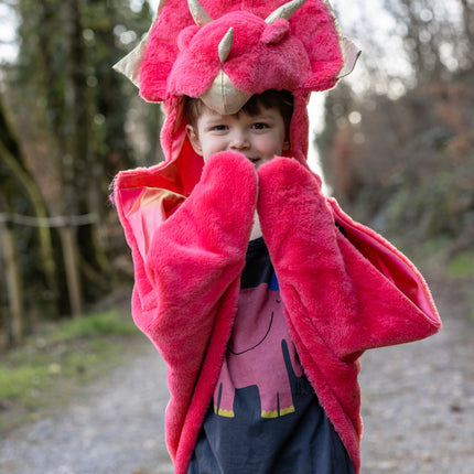 Red Triceratops Cuddle Cape (Size 3-4)
