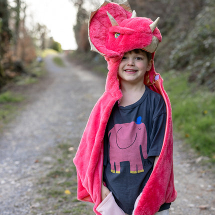 Red Triceratops Cuddle Cape (Size 3-4)
