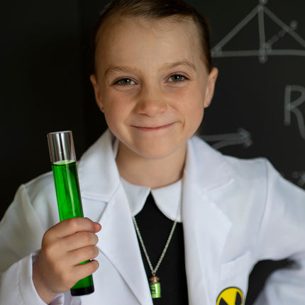 Marie The Scientist Set, Dress, Lab Coat & Necklace (Size 5-6)