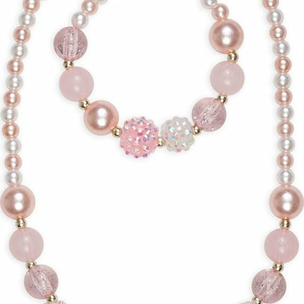 Pinky Pearl Necklace & Bracelet Set