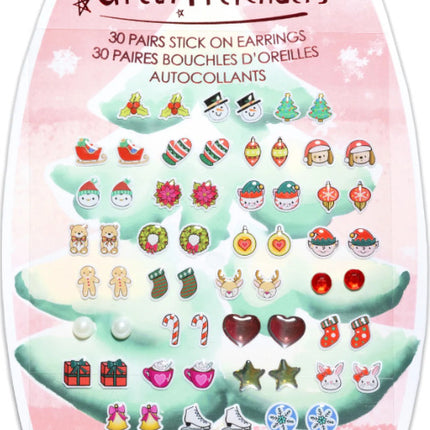 Holiday Sticker Earrings, 30 Pairs