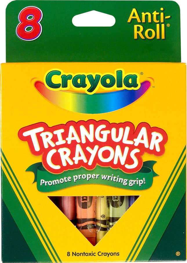 8 Ct Anti-Roll Triangular Crayons