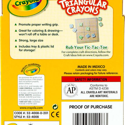 8 Ct Anti-Roll Triangular Crayons