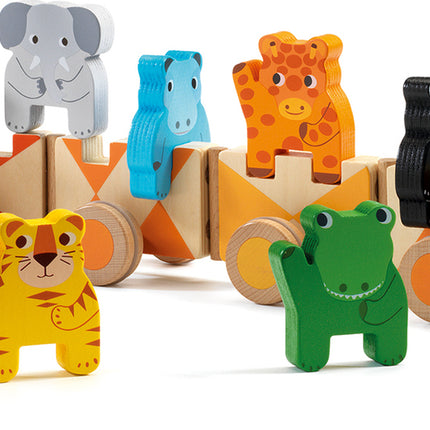 DJECO Trainimo Jungle Wooden Pull-Along Activity Toy