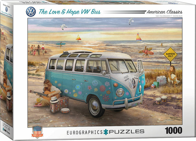 The Love  and Hope VW Bus by Greg Giordano 1000-Piece Puzzle