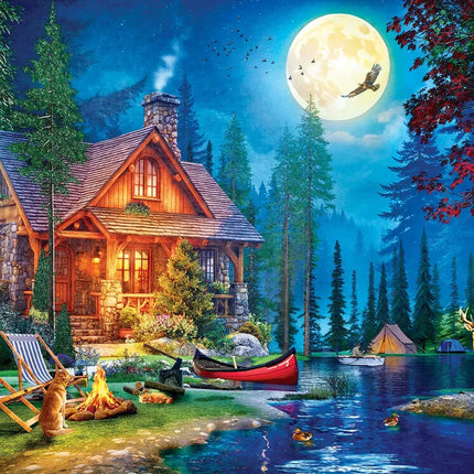 Moon Lake Cabin by Dominic Davison 1000-Piece Puzzle