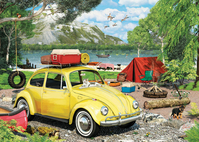 VW Beetle Camping Shaped Tin 550-Piece Puzzle