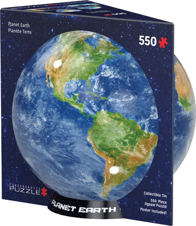 Planet Earth Round Tin with  550-Piece Puzzle Puzzle