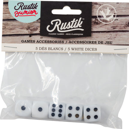 Rustik White Dice - 5 pcs.