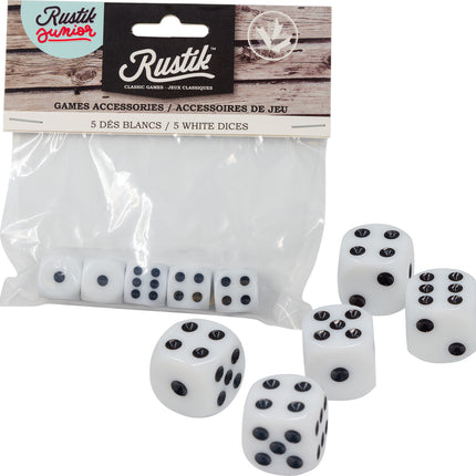 Rustik White Dice - 5 pcs.