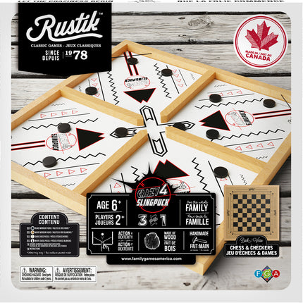 Rustik Crazy 4 Slingpuck / Chess / Checkers 3-in-1