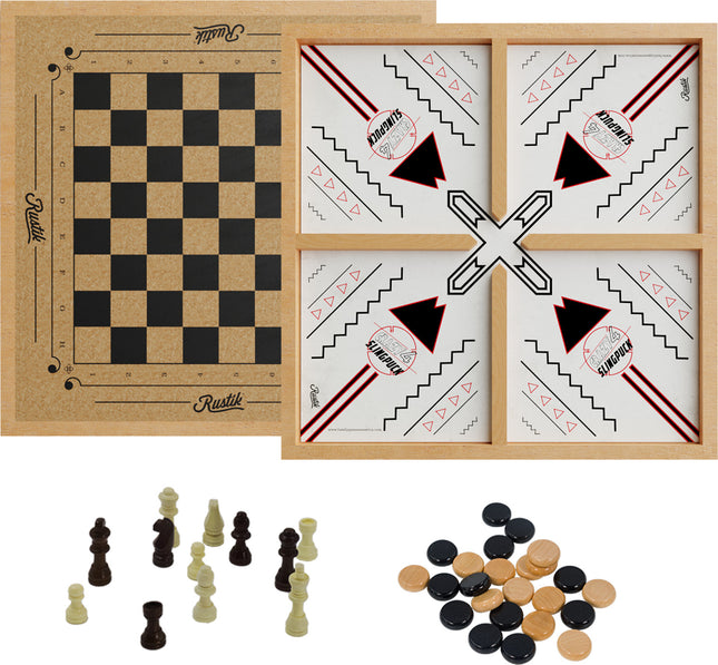 Rustik Crazy 4 Slingpuck / Chess / Checkers 3-in-1