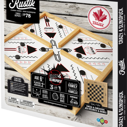 Rustik Crazy 4 Slingpuck / Chess / Checkers 3-in-1
