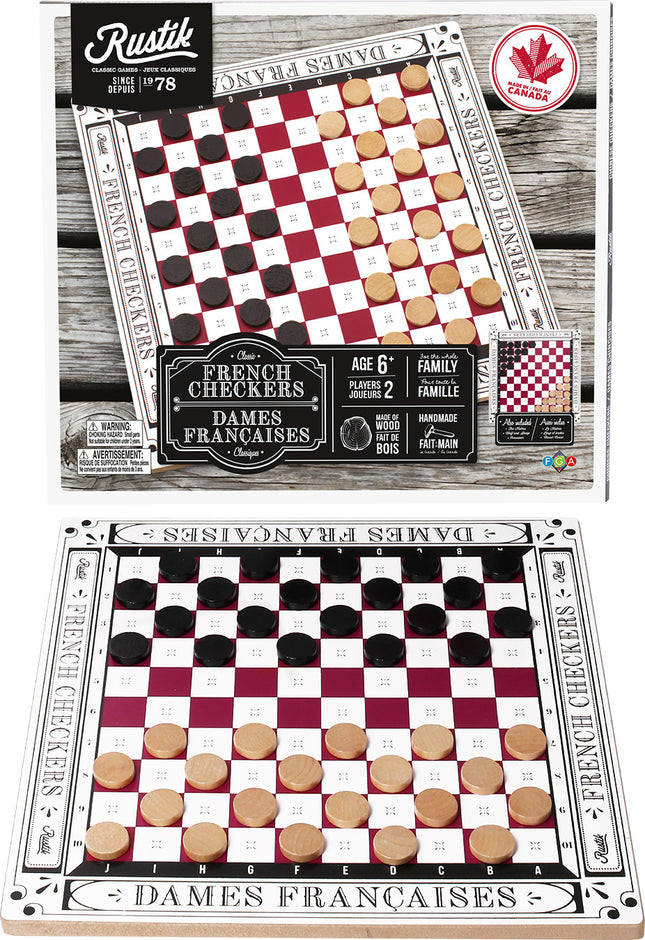 Rustik 4-in-1 Classic French Checkers