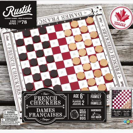 Rustik 4-in-1 Classic French Checkers