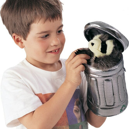 Raccoon in Garbage Can Hand Puppet