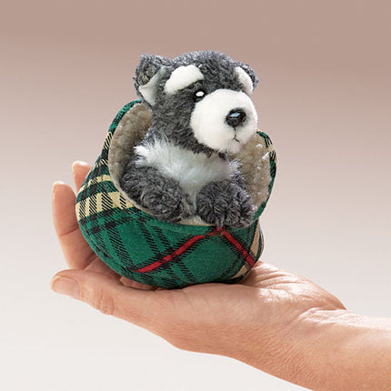 Schnauzer In Bed Finger Puppet