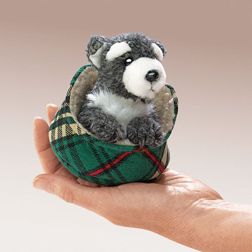Schnauzer In Bed Finger Puppet