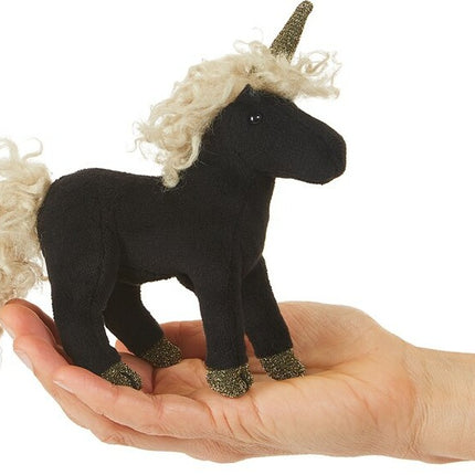 Mini Black Unicorn Finger Puppet