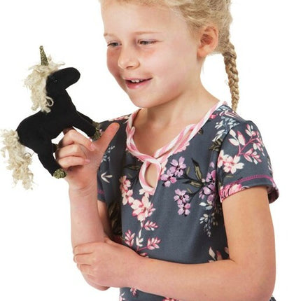 Mini Black Unicorn Finger Puppet