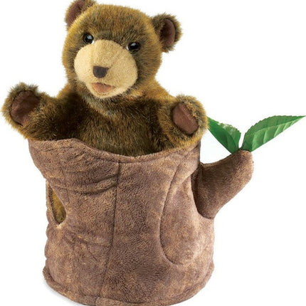 Bear In Tree Stump Hand Puppet
