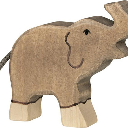 Elephant, Small, Trunk Raised - Holztiger