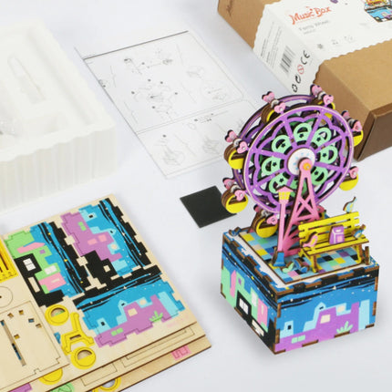3D Wooden Puzzle Music Box - Ferris Wheel Purple