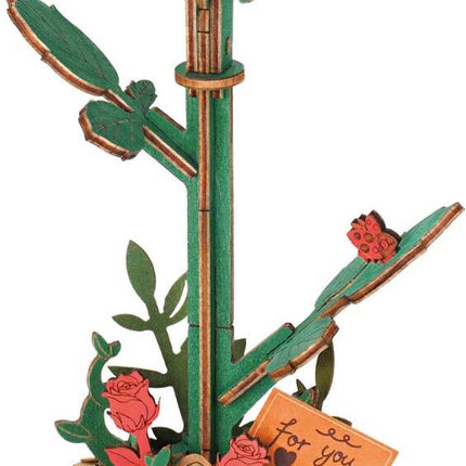 Modern Wooden Puzzle: Red Rose