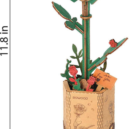 Modern Wooden Puzzle: Red Rose