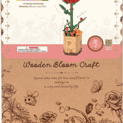 Modern Wooden Puzzle: Red Rose