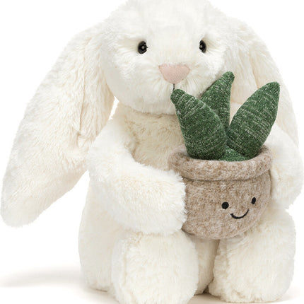 Cream Bunny with Plant