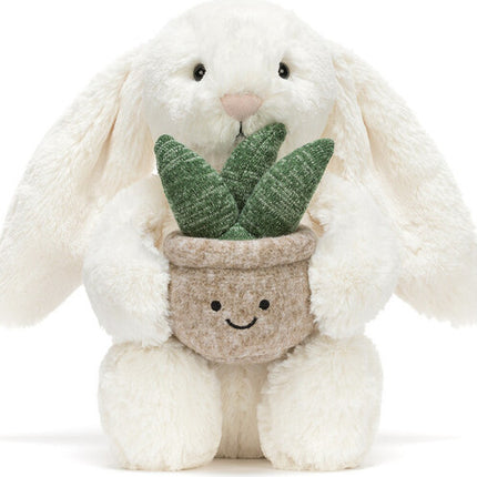 Cream Bunny with Plant