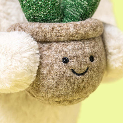 Cream Bunny with Plant