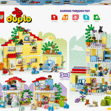 LEGO® DUPLO 3 in 1 Family House Set with Toy Car