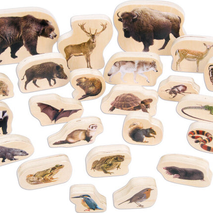 Wooden Forest Animal Blocks - Set of 30