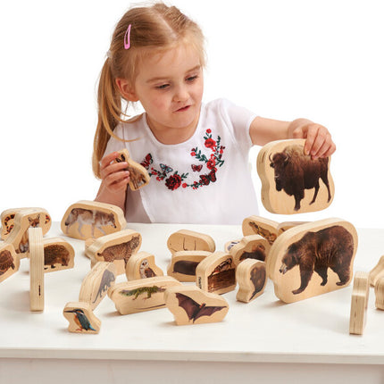 Wooden Forest Animal Blocks - Set of 30