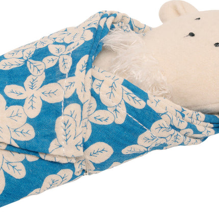 Embroidered Plush Goat Baby Rattle + Soft Cotton Burp Cloth, 16 x 16 Inches