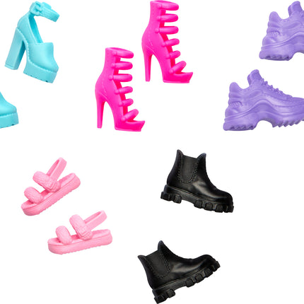 Barbie Doll Accessories, 5 Pairs of Shoes Including Heels, Sneakers & Sandals