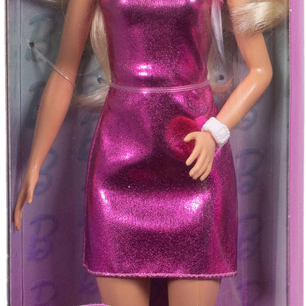 Barbie Fashionistas Doll #230 in Metallic Pink Minidress with Heart Cut-Out, Blond Hair