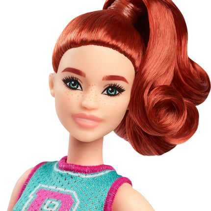 Barbie Fashionistas Doll #232 in Jersey Top and Pleated Purple Skirt, Red Hair